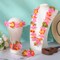 80 Pcs Hawaiian Leis for Luau Party Hawaiian Flower Lei Necklaces Bracelets Headbands Supplies Decorations(Orange and Pink)